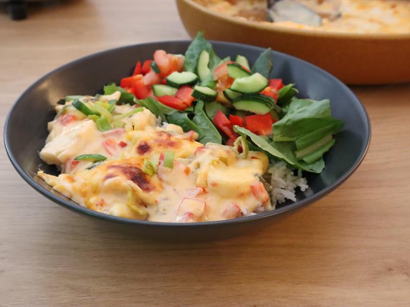 Sweet chili fish gratin